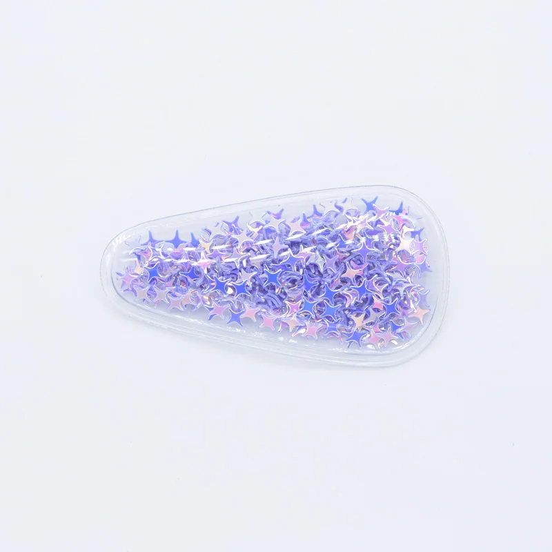 Purple 56*30mm Transparent Plastic Filling Multiple Styles Sequin Applique for DIY Headwear Hair Clips Handmade Sticker Accessories H29 - Цвет: Purple
