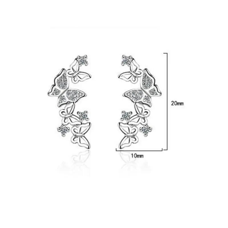 ANENJERY 925 пробы серебро Горячая Распродажа корейский галстук бабочка циркон серьги
