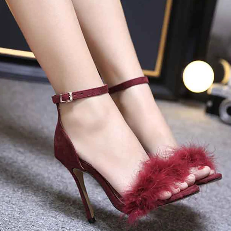 Модные замшевые сандалии коллекция 2018 года женские туфли лодочки на шпильке с