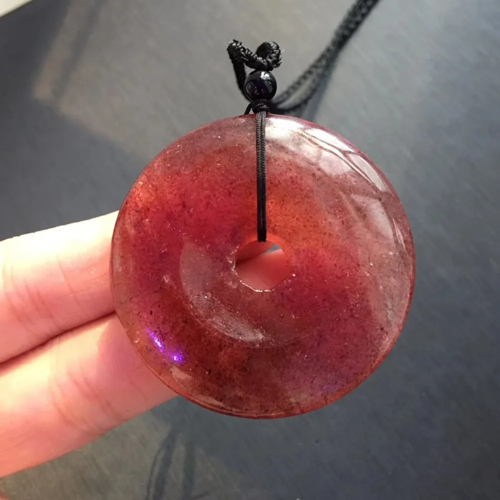 

Natural Ice Red Strawberry Quartz Necklace Pendant Women Anniversary Crystal Healing 35x10mm AAAAA Pendant Jewelry