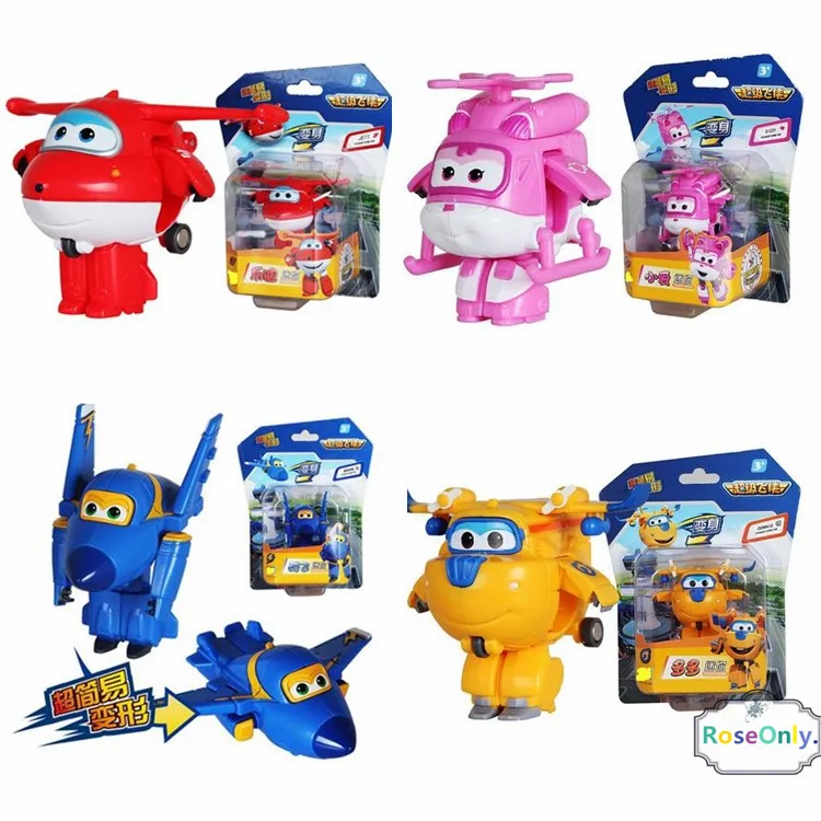 Лучшая продажа 6 см Супер Крылья ABS самолет Трансформация Робот Игрушки Роботы