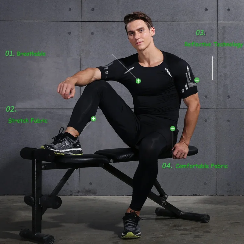 Vansydical мужские Компрессионные спортивные костюмы фитнес Колготки для