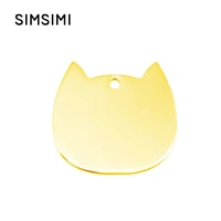 simsimi cat head pet id tag dog tag stainless steel charms pendant both sides mirror polished high quality wholesale 50pcs