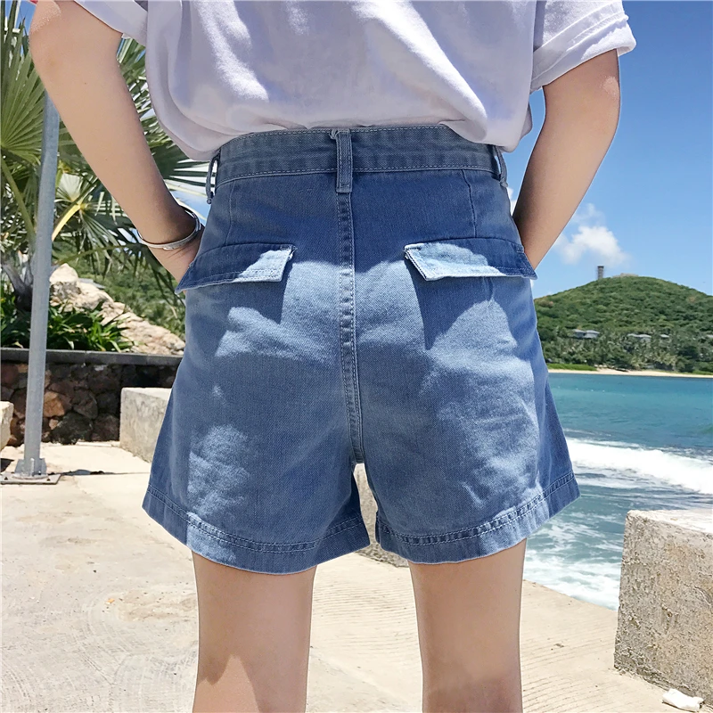 Модные джинсовые шорты с большими карманами wonens бойфренд Базовая уличная