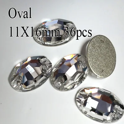 Oval 11X16mm 36pcs Rivoli капля пришить кристально чистая СТРАЗА DIY 2 отверстия зеркало стразы стекло камень для пришивания Швейные Textil Стразы для одежды - Цвет: Oval 11X16mm 36pcs