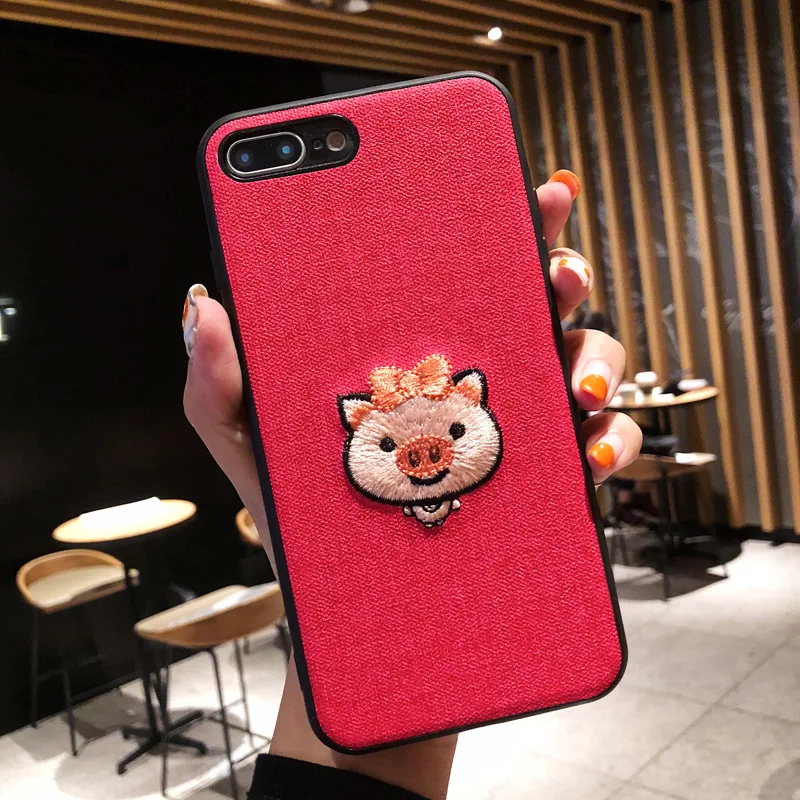 Бесплатная доставка вышитая Корона свинья мобильный чехол для IPhone6 6 sPlus 7 8 Plus