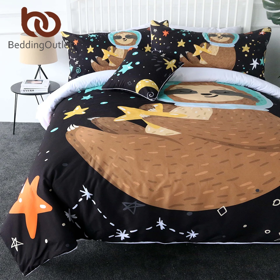 BeddingOutlet маска ленивого Постельное белье с героями мультфильмов, одеяло с изображением животных крышка Планета Звезда домашний текстиль 3/4 шт. Вселенной космоса Kids Комплект постельного белья