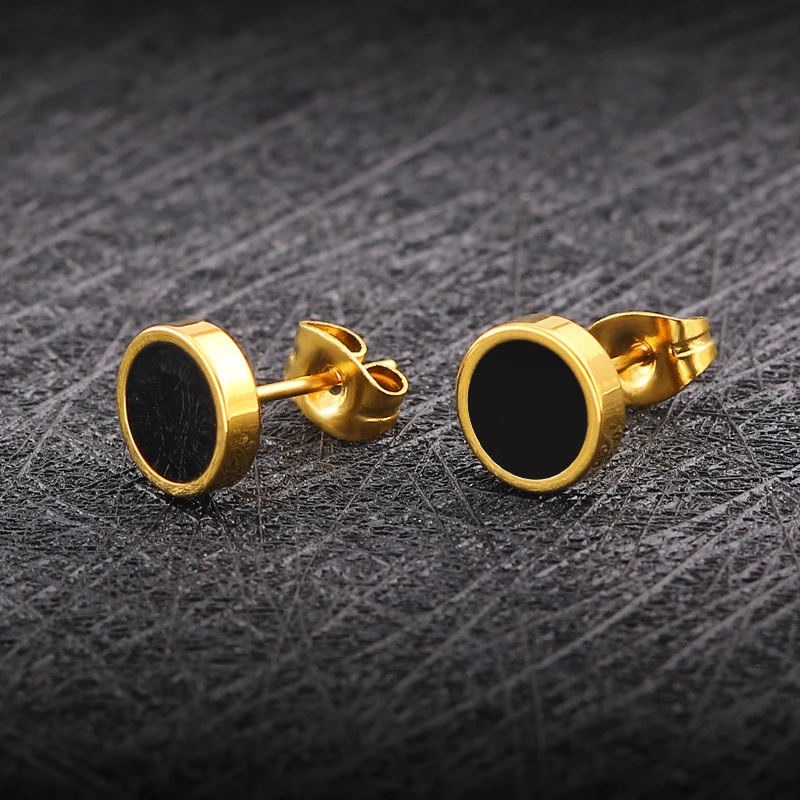 Titanium steel round barbell earrings female cake drop oil ear jewelry | Украшения и аксессуары