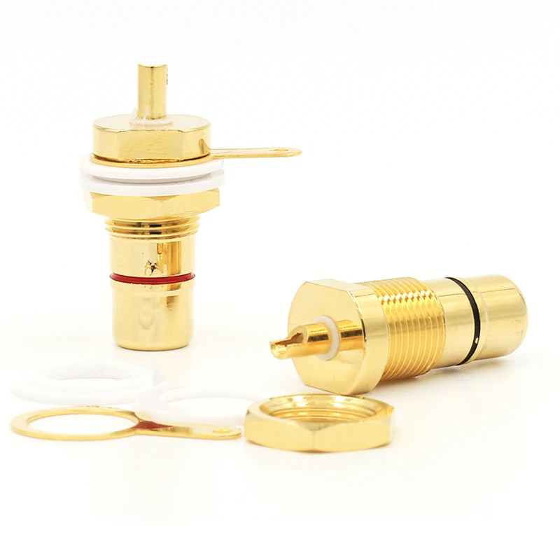 Позолоченный гнездовой разъем RCA крепление на шасси|connectors gold|connector femalechassis connector |