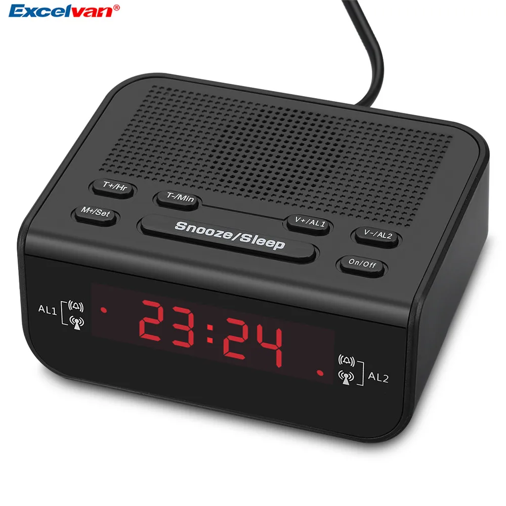 Excelvan LED Будильник fm радио с двойным будильником функция повтора сна компактный