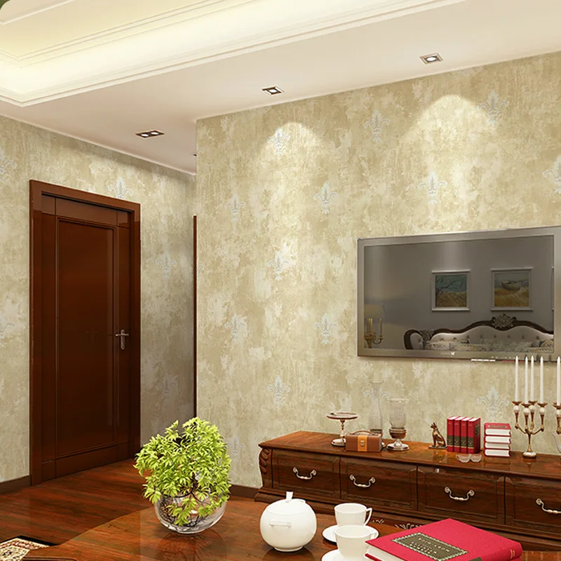 Рельефные обои из нетканного материала 10 м однотонные для гостиной дивана