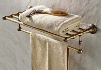 Wall Mounted Vintage Retro Antique Brass Bathroom Large Towel Rail Towel Bar Holder Shelf Bathroom Accessory mba430