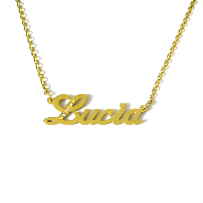 

FairLadyHood "Lucia" Custom Name Pendants & Necklace Personalized Handwriting Name Necklace Women Men Choker Jewelry Custom Gift