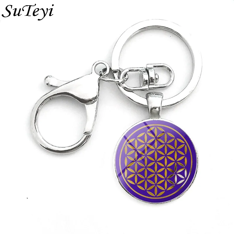 Брелок Suteyi с цветком жизни круглый брелок подвеской ювелирное изделие мандалой