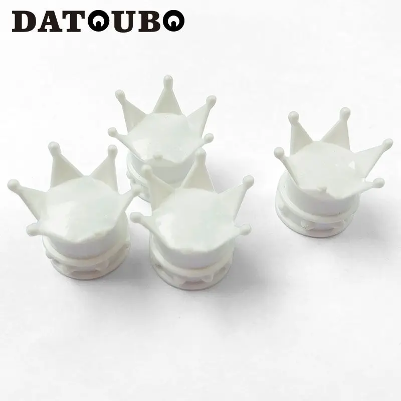 4 pcs of white DATOUBO, 4 шт., смешанные цвета, корона, колпачок для автомобильных шин, колпачок s, воздушный клапан, пылезащитный колпачок s, розовый, синий, красный, колпачок для велосипедных колес, колпачок для велосипедных шин, клапан - Цвет: 4 pcs of white