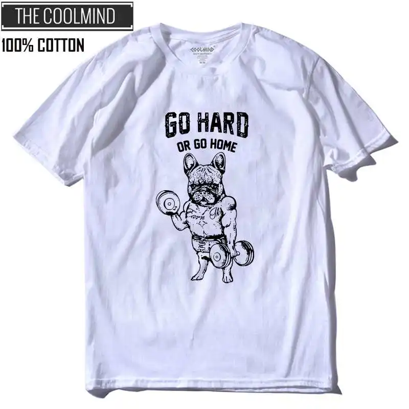 COOLMIND PU0124A хлопок go hard or go home Мужская футболка Повседневная летняя свободная Мужская футболка мужская футболка с круглым вырезом - Цвет: PU0118A-BS
