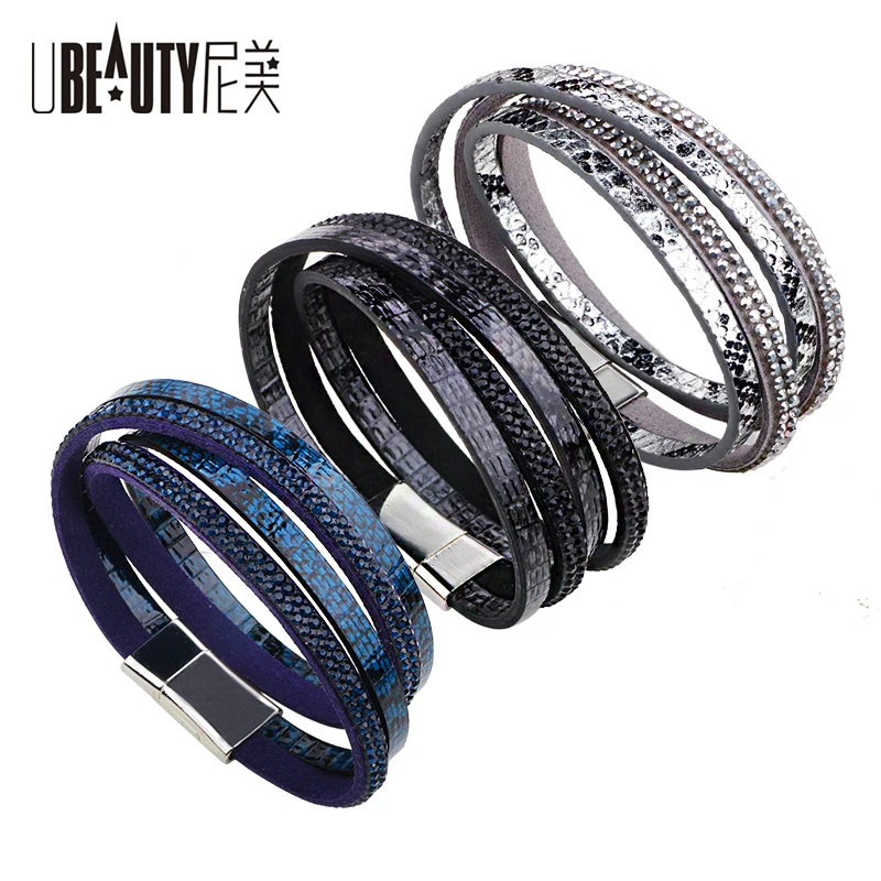 Браслет женский кожаный многослойный со змеиной текстурой|band bracelet|bracelets & banglesbangles