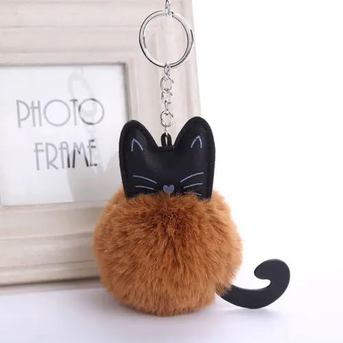 2018 Новый Модный популярный искусственный мех Кот брелок цепь котенок кольцо для