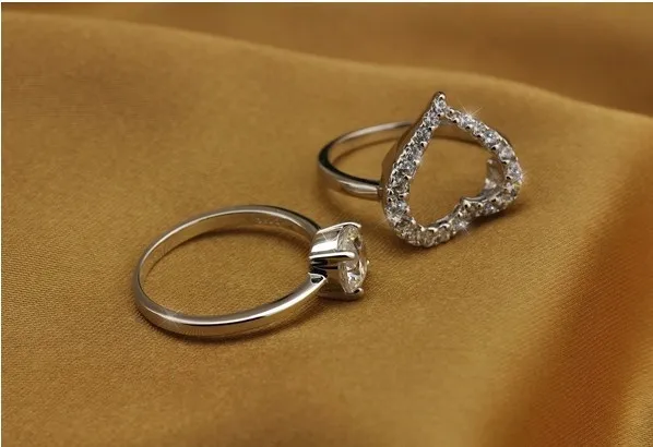 Дизайнерское кольцо 1CT с бриллиантами в форме сердца для помолвки оптовая