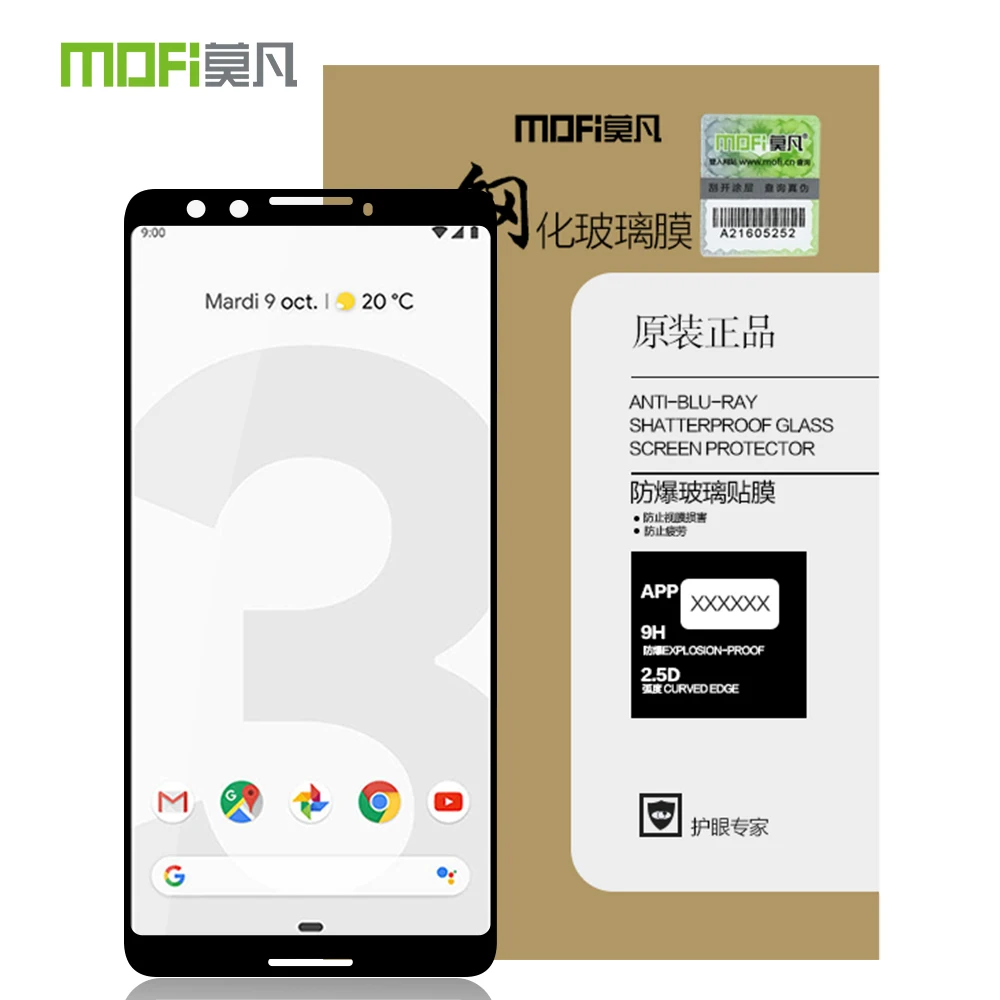 Для Google Pixel 3 Оригинальный MOFi 9H полное покрытие Закаленное стекло Защитная пленка для экрана закаленное