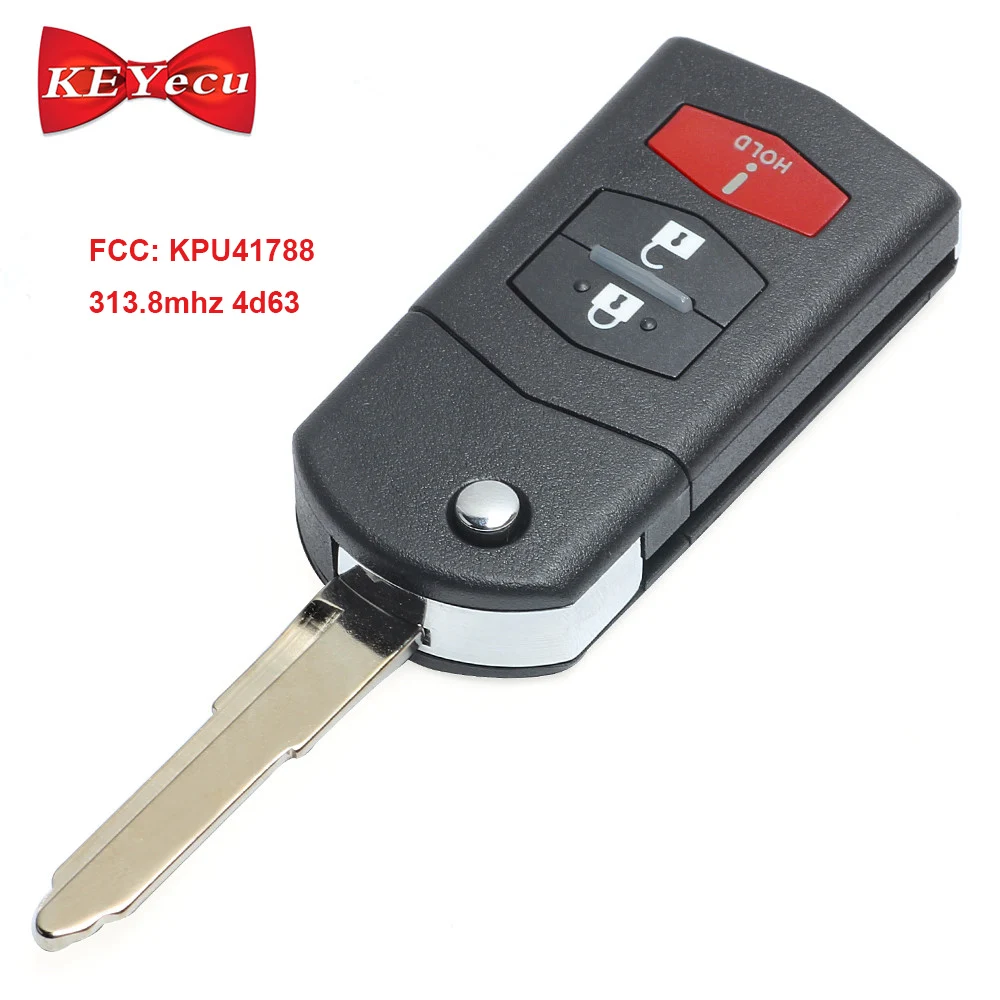 KEYECU для Mazda 6 RX8 2005 2006 2007 2008 дистанционный брелок 3 кнопки 313 8 МГц 4D63 чип FCC: KPU41788 4238A