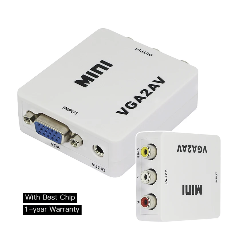 1080 P Mini VGA К AV RCA конвертер с 3.5 мм аудио VGA2AV/CVBS + для HDTV портативных ПК | Электроника