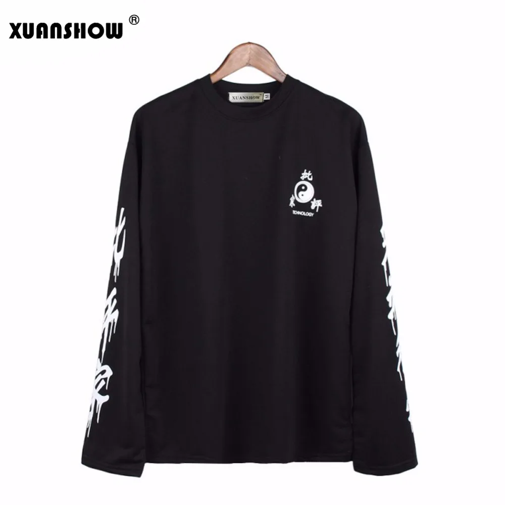 XUANSHOW негабаритный верхушки Панк готика женщины Уличная одежда резка край Наука