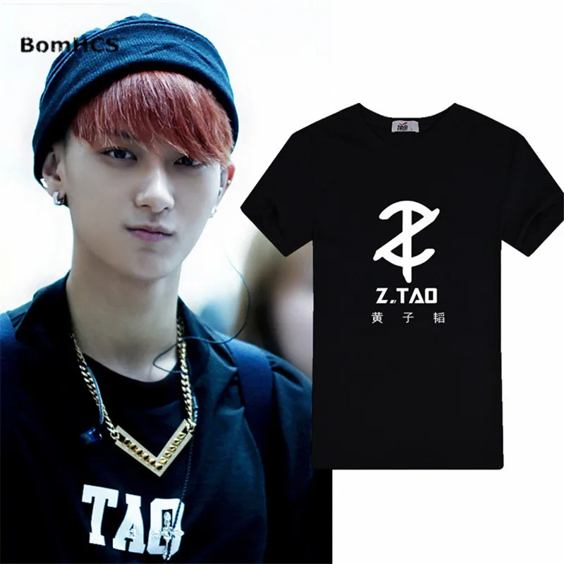 Футболка BomHCS Kpop EXO Z.TAO летняя хлопковая футболка унисекс с коротким рукавом топы