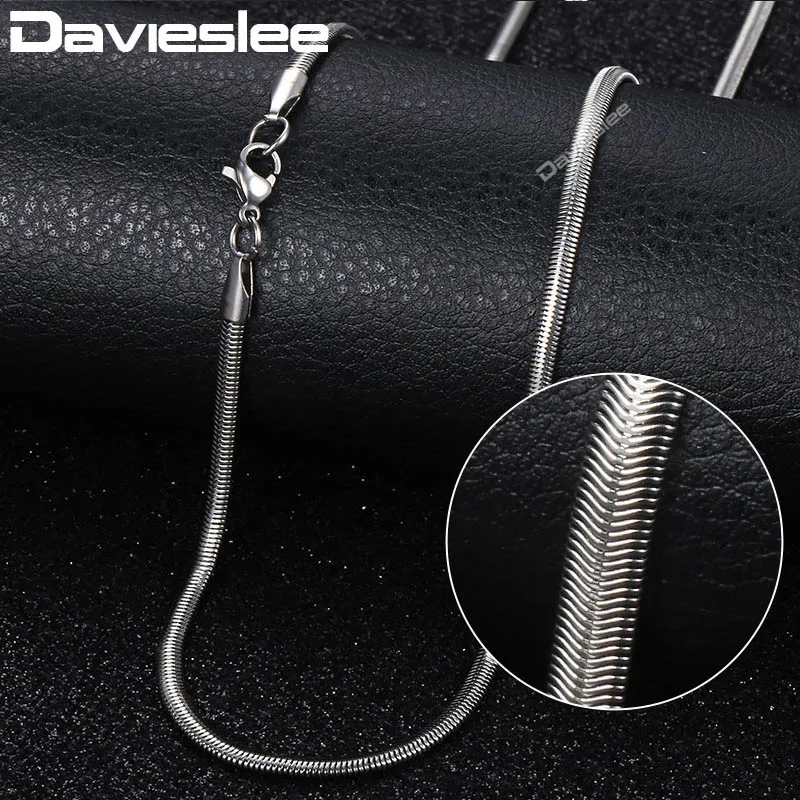 KN413 Davieslee, цепочка, ожерелье s для мужчин, нержавеющая сталь, серебро, Роло, пшеница, коробка, змейка, цепочки, мужское ожерелье, классика, 3 мм, 18-26 дюймов, LKNN1 - Окраска металла: KN413