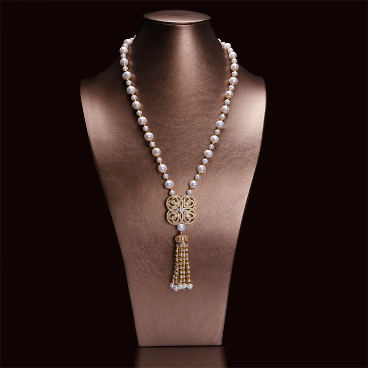 

Жемчужное ожерелье с подвеской в виде цветка, с кисточкой
