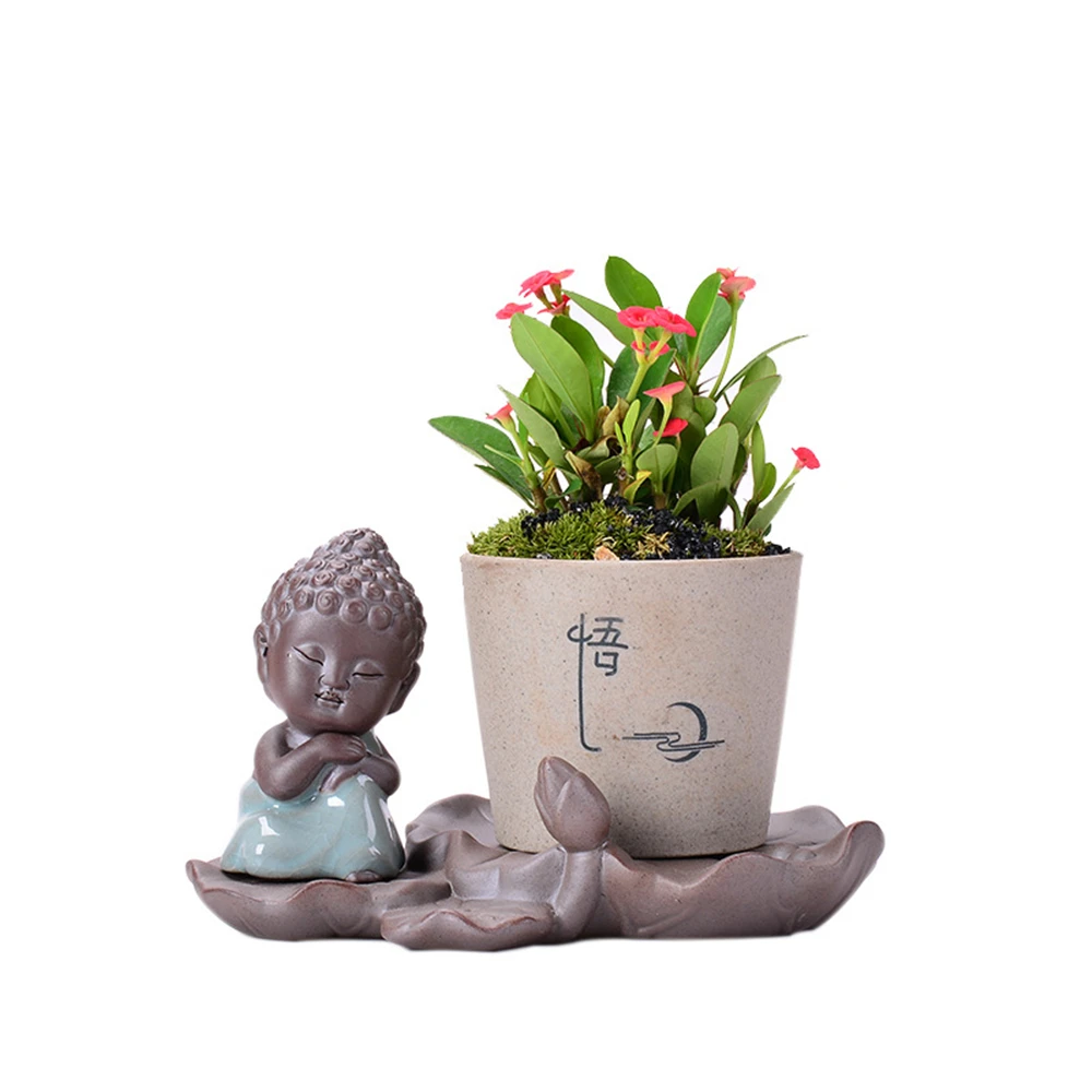 Китайский цветочный горшок Zen Monk Buddha керамические украшения из фиолетового песка