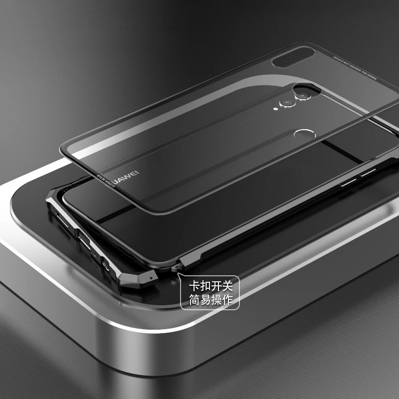 Luxury Metal Bumper Case For Huawei Honor 8X Max 7.12 inch Transparent Glass Back Cover 6.5 8 X |