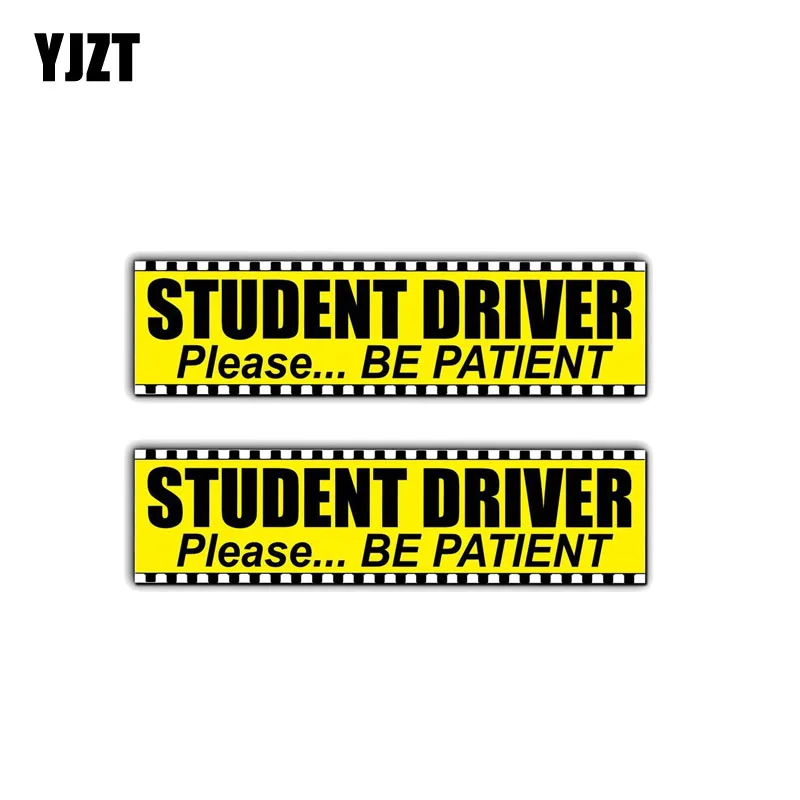 

YJZT 2X 12.7CM*3.3CM Car Student Driver Please Be Patient Stickers Decal PVC 12-0349
