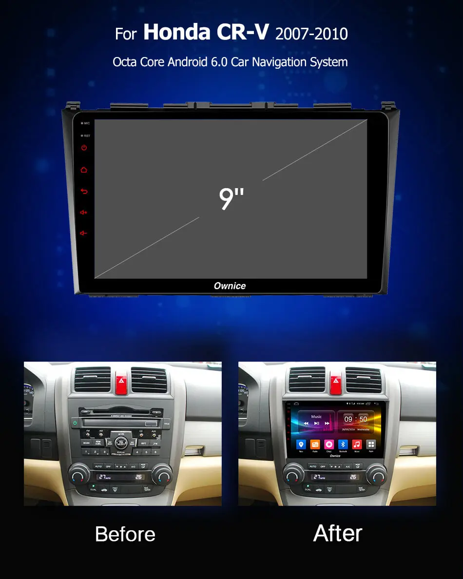 Ownice K3 K5 K6 Восьмиядерный автомобильный DVD Andoid 9,0 для Honda CRV CR-V 2006-2011 радио видео gps dvd-плеер 2G/3 2G 4G сеть LTE