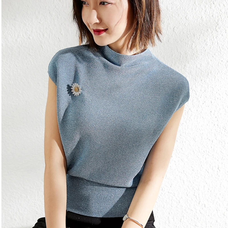 Женская трикотажная футболка PIXY голубая в корейском стиле рубашка харадзюку