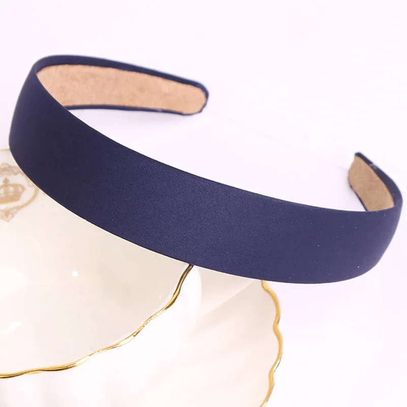 style1 navy blue Женский обруч для волос, одноцветная шелковая повязка для головы, винтажные женские повязки для волос, обруч для волос, аксессуары для волос для девочек, тюрбан, женский головной Убор - Цвет: style1 navy blue
