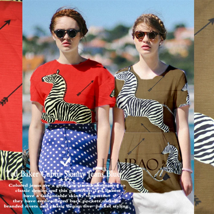 LEO &amp LIN Зебра красный коричневый супер тяжелая хлопковая блузка удобное платье diy