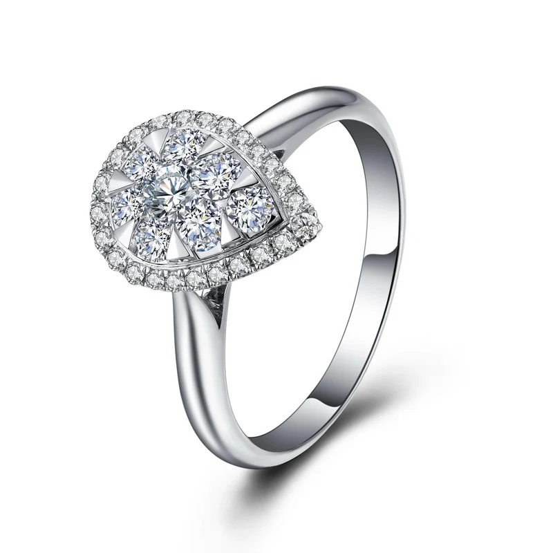 Кольцо для помолвки ANI 18K белое золото (AU750) 0 48 CT сертифицировано I/SI натуральный