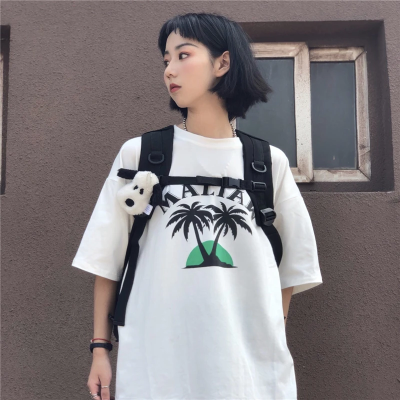 YouGeMan Модная белая футболка Femme 2019 летние женские топы корейский стиль Ulzzang Harajuku