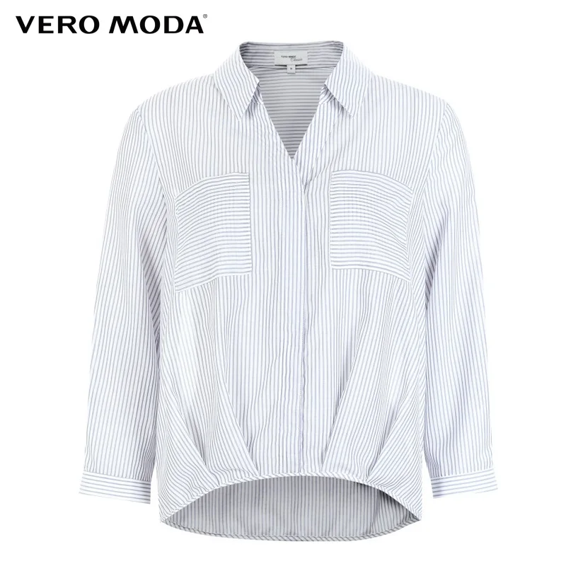 Vero Moda 2019 Весна и лето v образный вырез полосатый 3/4 рукава шифоновая рубашка |
