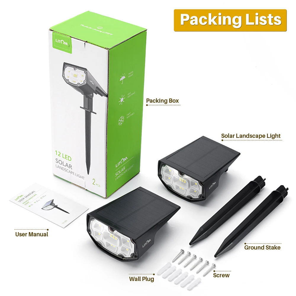 Litom CD190 наружный садовый ландшафтный свет 12 LED лампа для лужайки IP67