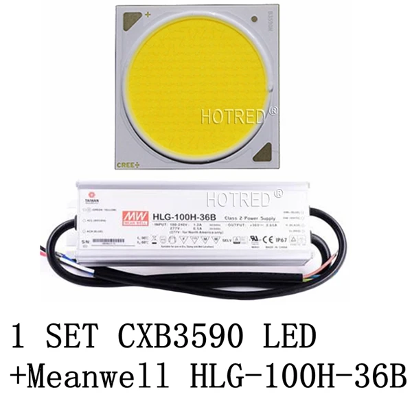 Led and 100W driver 200 Вт CREE Cob CXB3590 led grow Lighting Kit 3000 K/3500 K/6500 K с диммируемым светодиодным драйвером Meanwell HLG-185H-C1400B - Испускаемый цвет: Led and 100W driver
