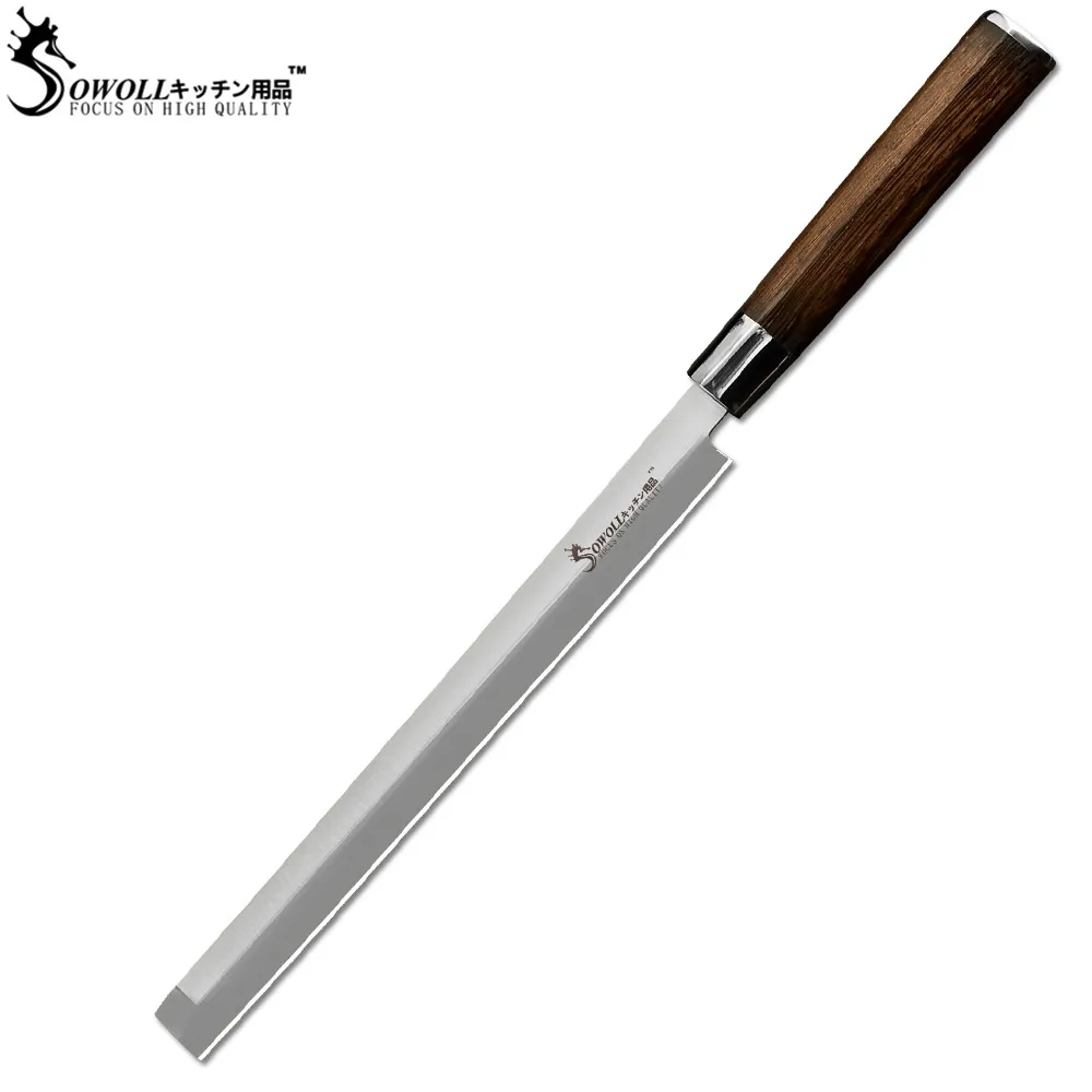 

Sowoll Japanese Sushi Knife High Carbon Stainless Steel Salmon Knife 9" Extra Long Slicer Razor Sharp Sashimi Watermelon Knives