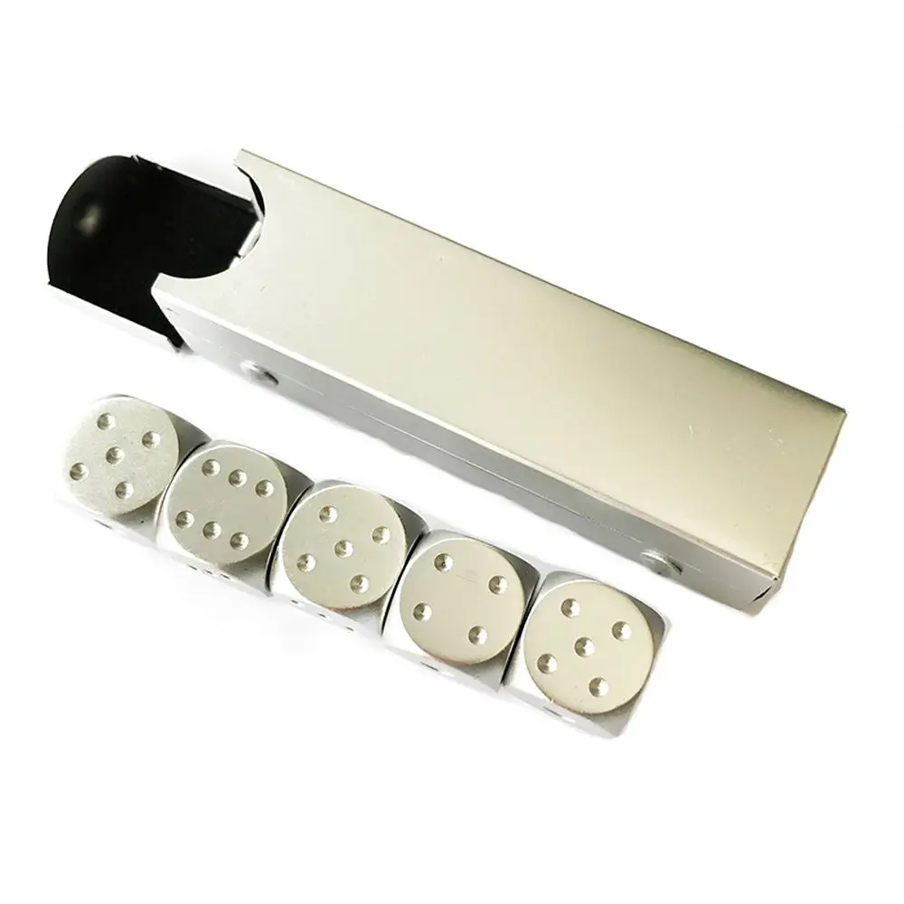 Silver Rectangle 5 шт. игральные кости и коробка с кубиками настольная игра s для взрослых алюминиевый сплав для покера игральные кости для взрослых Семейная Игра Волшебная настольная игра - Цвет: Silver Rectangle