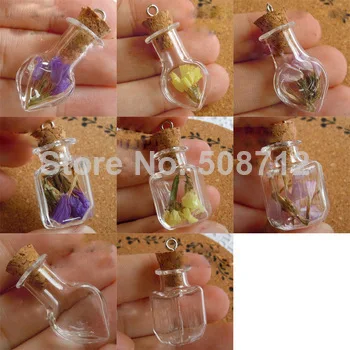 20pcs14x28mm мини квадрат стеклянные бутылки для ожерелье подвески Есть глаз винт