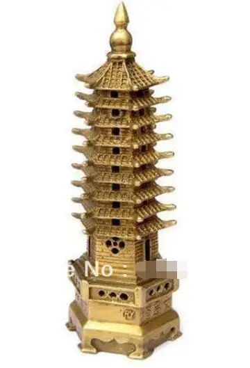 ZSR817 пагода религиозная башня китайская Бронзовая статуэтка украшение | Дом и сад