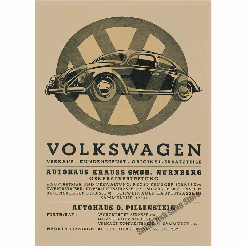 Винтажный Классический Фольксваген автомобиль VW тип мини автобус ретро плакат, крафт-бумага для бара кафе домашний декор живопись Наклейка на стену - Цвет: Темно-серый