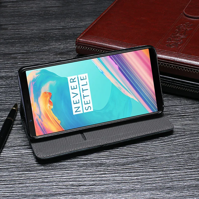 Чехол для Oneplus 5 T чехол Высококачественная крышка Ретро Флип кожаный делового