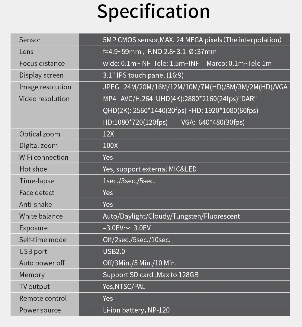 ORDRO AC5 видеокамера 4k Цифровая видеокамера WiFi 12X оптический зум профессиональная запись Камара с широкоугольным объективом микрофон