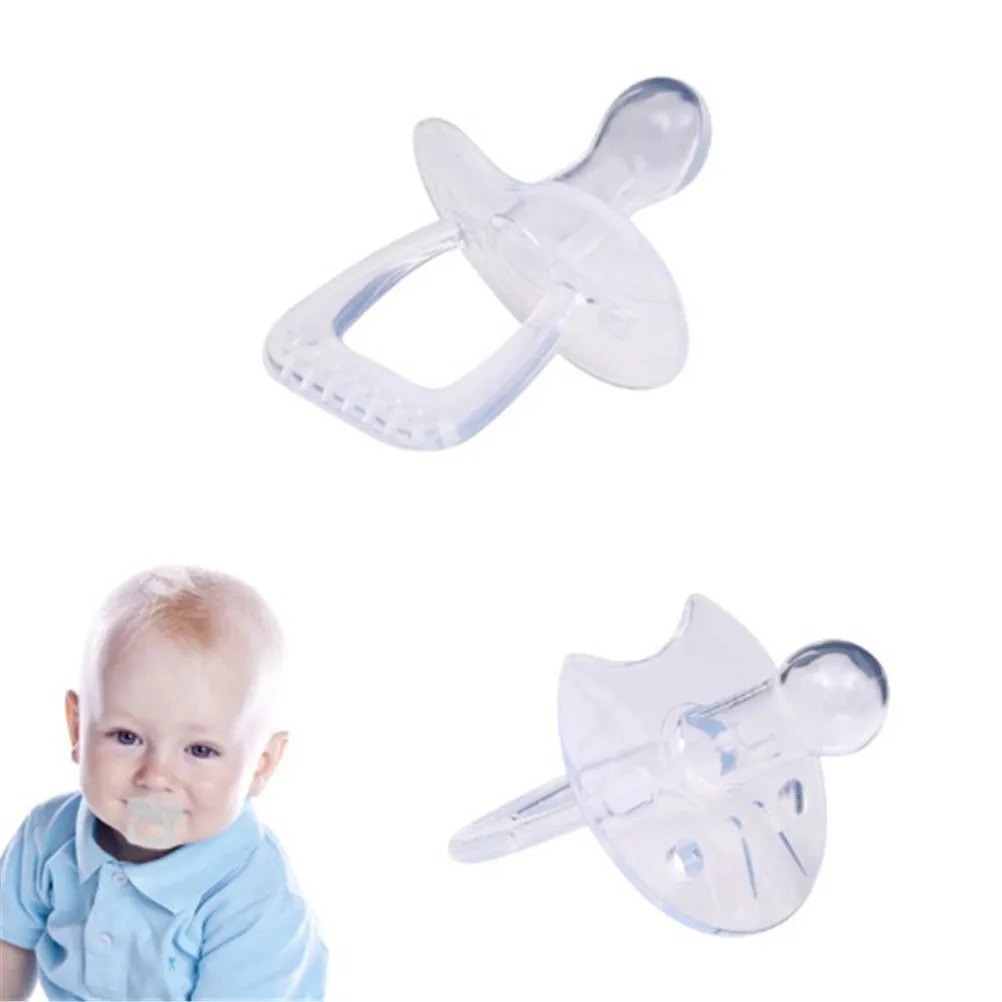 

1pc Love Heart Shape Baby Care Infant Toddler Pacifier Flat Round Nipple Clear Transparent Safe Silicone Gel 6.8*4cm